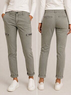 Gap Khakis Super Skinny Cargo Utility Pants Women's Size 8 Olive Green Zip